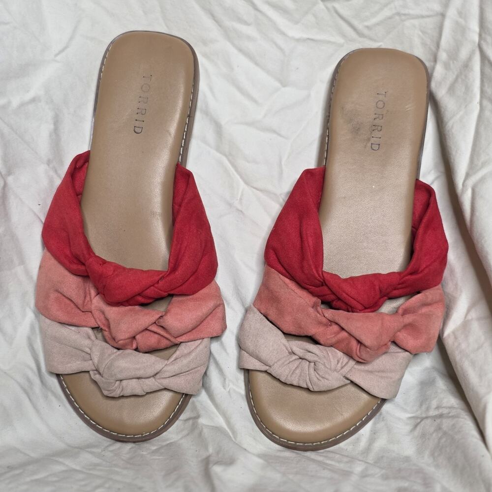 Torrid Triple Knot Faux Suede Slide Colorblock Sandals - Size 9W